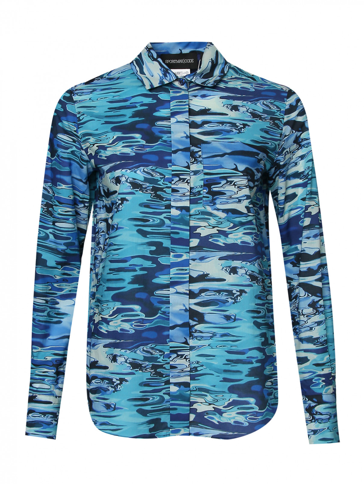 Рубашка хлопковая с карманом Sportmax  –  Общий вид  – Цвет:  Синий