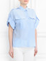 Блуза из шелка свободного кроя с накладными карманами Tara Jarmon  –  Модель Верх-Низ