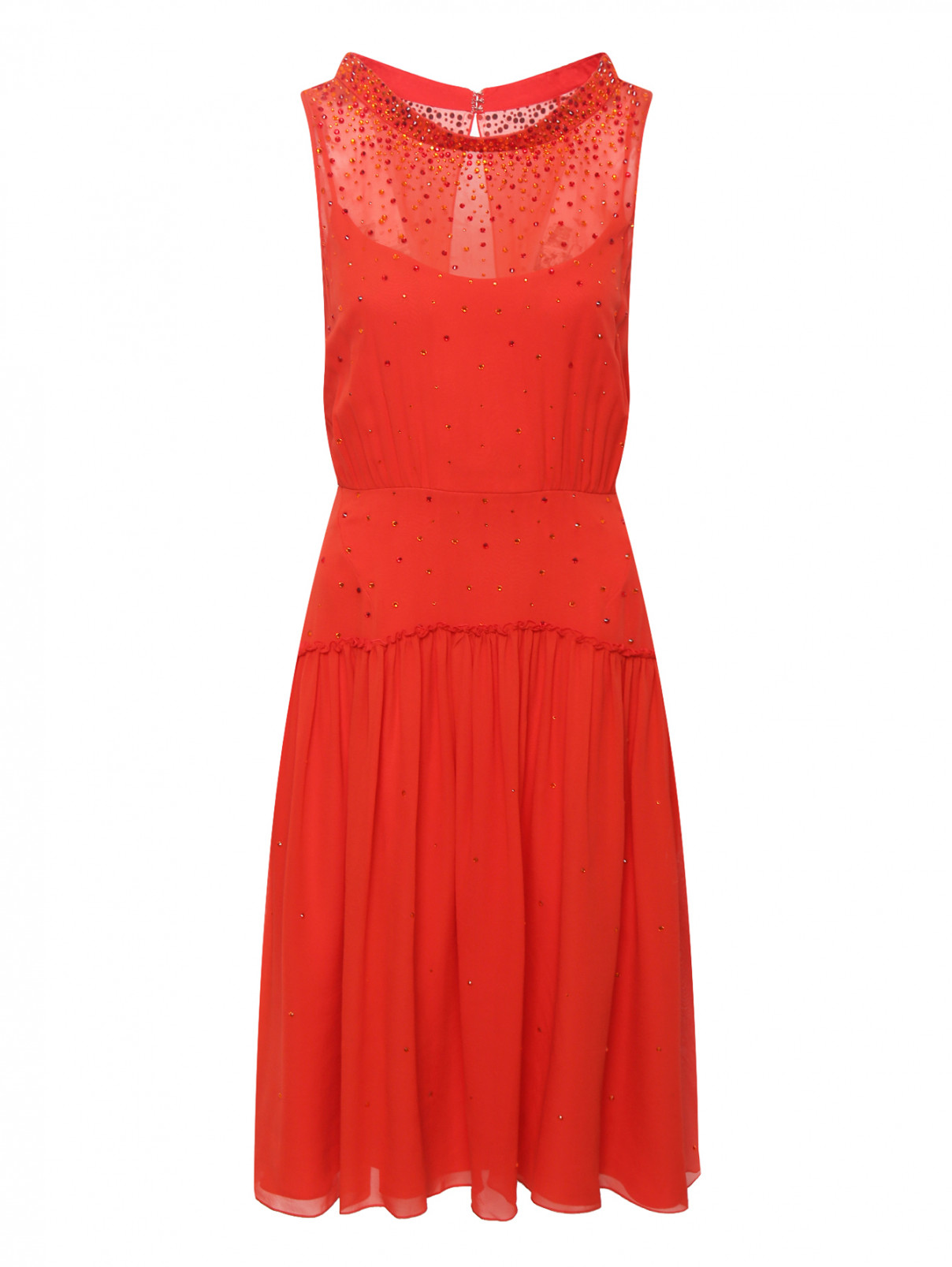 Платье из шелка декорированное стразами Jenny Packham  –  Общий вид  – Цвет:  Красный