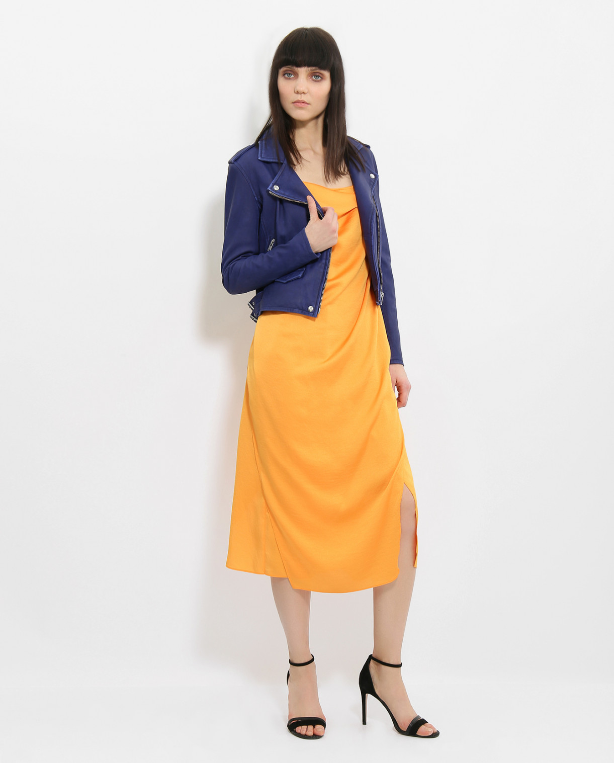 Платье с драпировкой на тонких бретелях Iro  –  Модель Общий вид  – Цвет:  Оранжевый