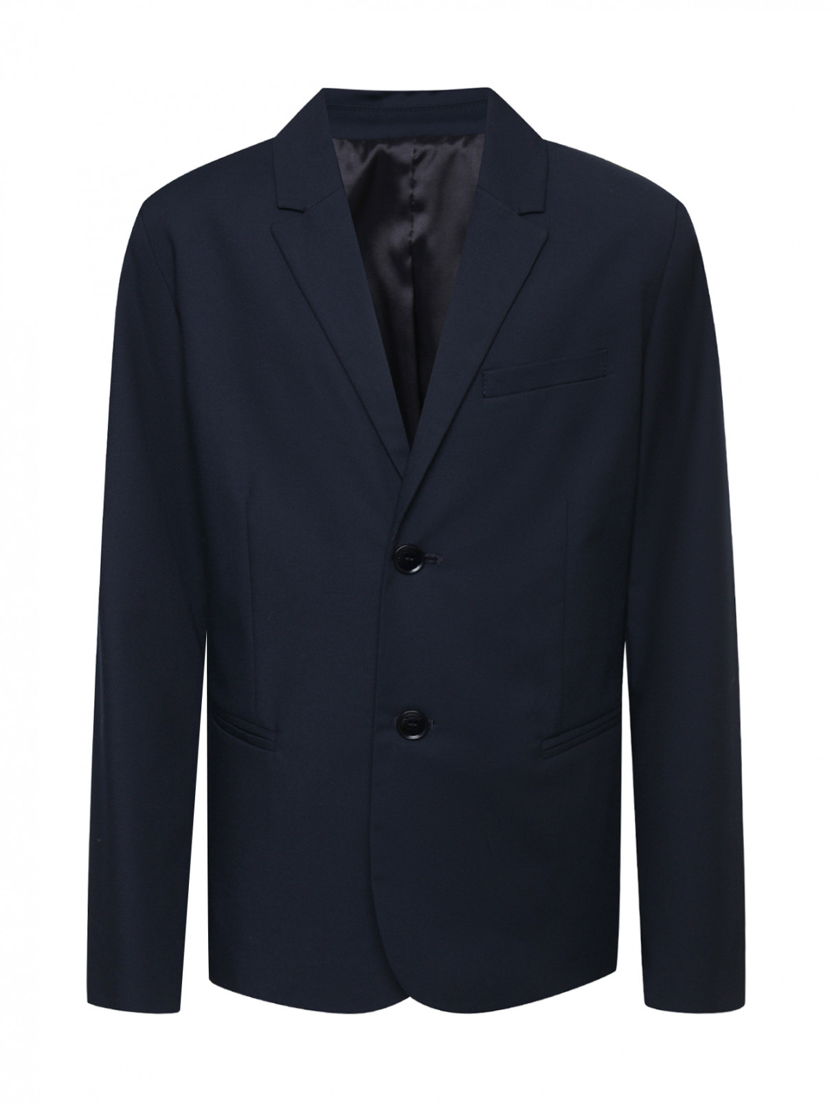 Однотонный пиджак с карманами Emporio Armani  –  Общий вид  – Цвет:  Синий