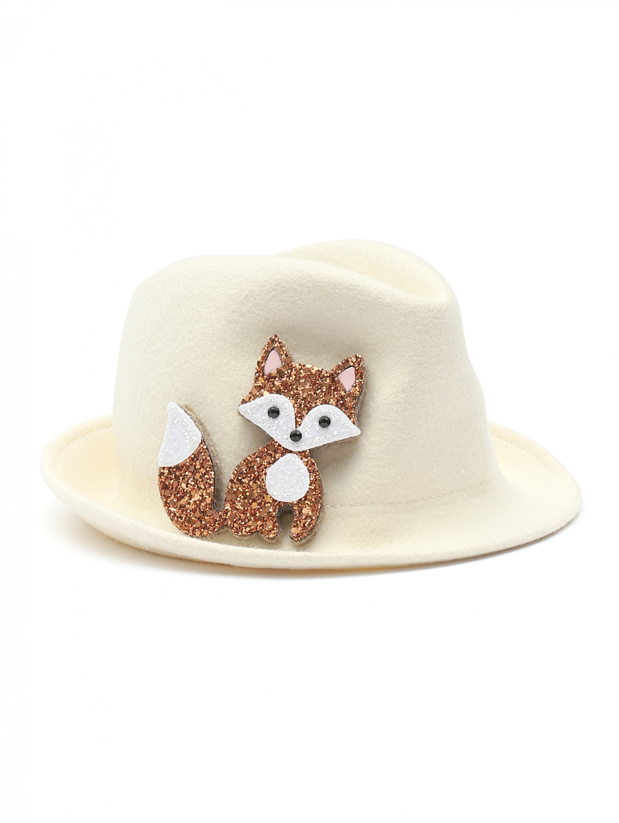 Шляпа из шерсти с декоративной аппликацией ro.ro  –  Общий вид  – Цвет:  Белый