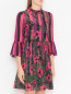 Платье в полоску с цветочным узором TWINSET  –  МодельВерхНиз