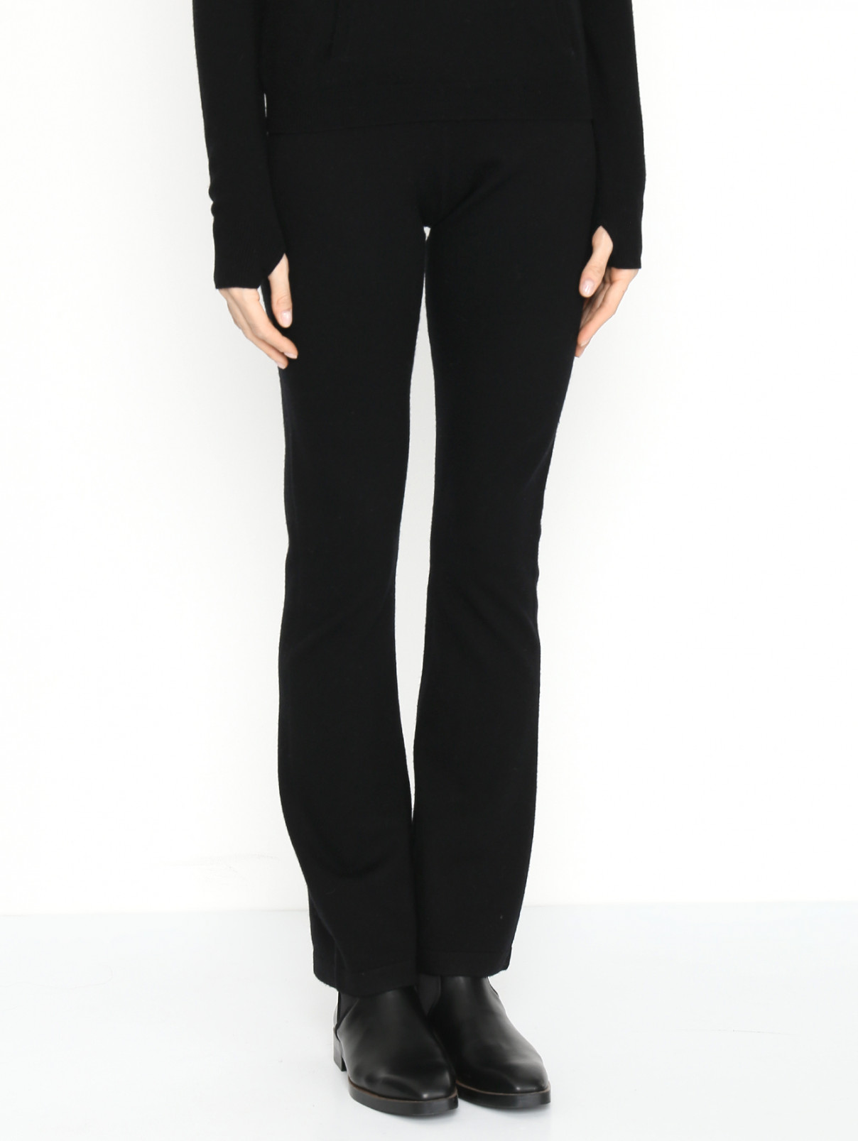Трикотажные брюки из шерсти и кашемира на резинке Brown Allan  –  МодельВерхНиз  – Цвет:  Черный