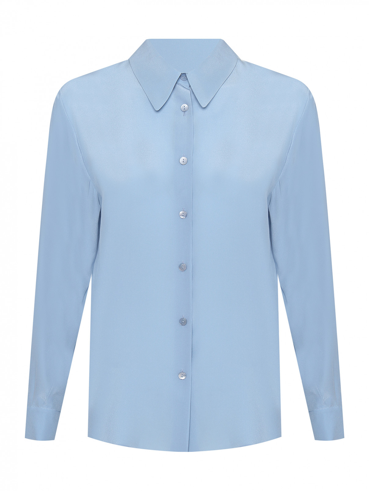 Блуза из шелка однотонная Luisa Spagnoli  –  Общий вид  – Цвет:  Синий