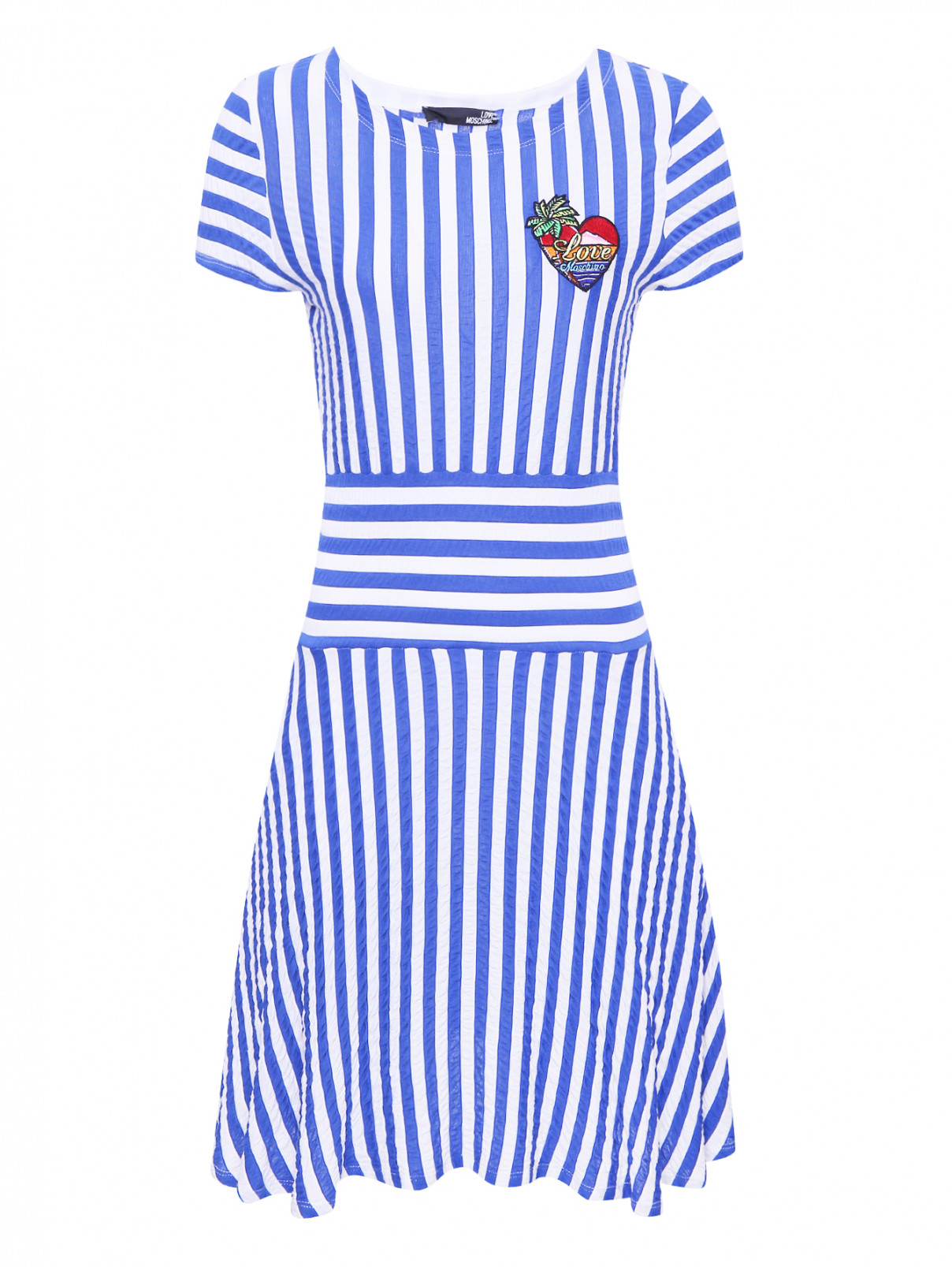 Трикотажное платье с аппликацией Love Moschino  –  Общий вид  – Цвет:  Узор