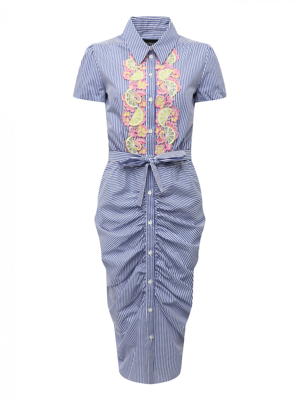Платье из хлопка с узором "полоска" Moschino Boutique  –  Общий вид  – Цвет:  Синий