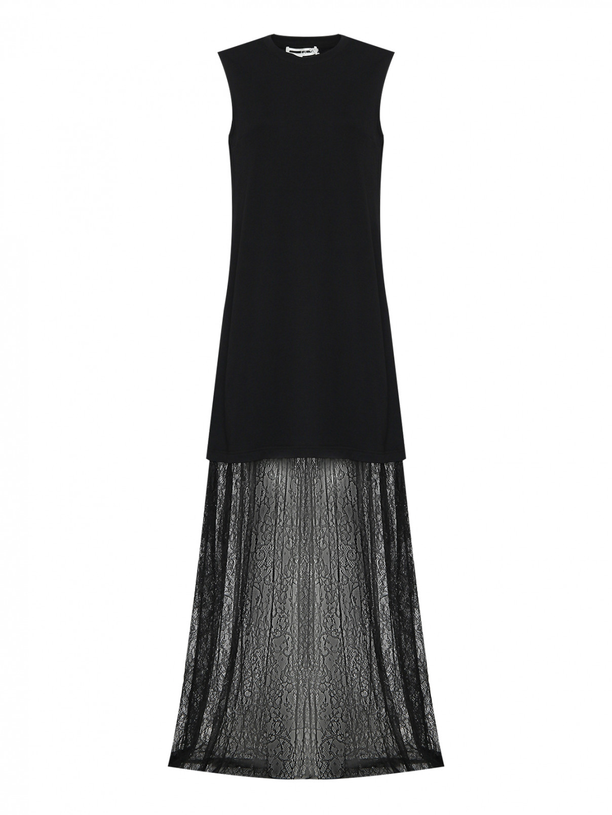 Платье-макси с кружевной отделкой McQ  –  Общий вид  – Цвет:  Черный