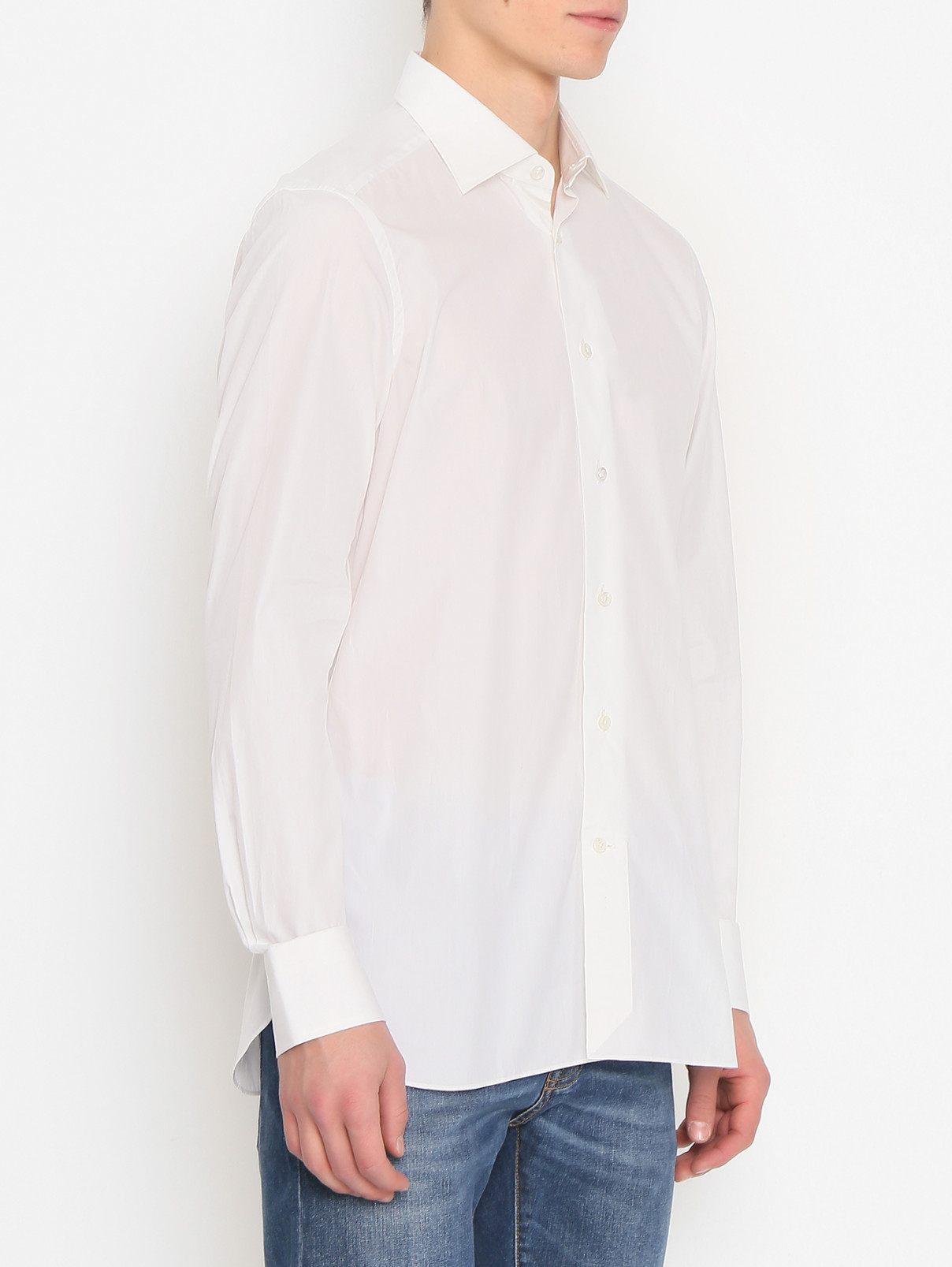 Рубашка из хлопка Ermenegildo Zegna  –  МодельВерхНиз  – Цвет:  Белый