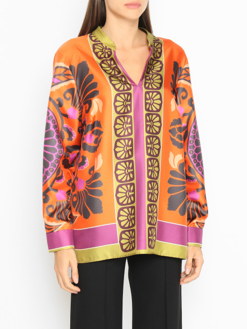 Блуза из шелка с "Цветочным" узором Luisa Spagnoli - МодельВерхНиз