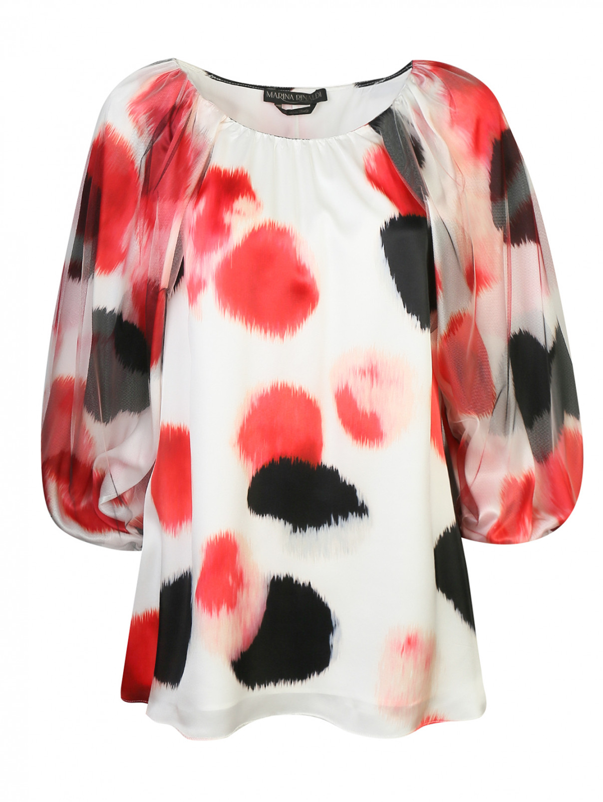 Блуза из шелка свободного кроя с узором Marina Rinaldi  –  Общий вид  – Цвет:  Узор