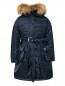 Стеганое пальто с капюшоном и поясом Ermanno Scervino Junior  –  Общий вид