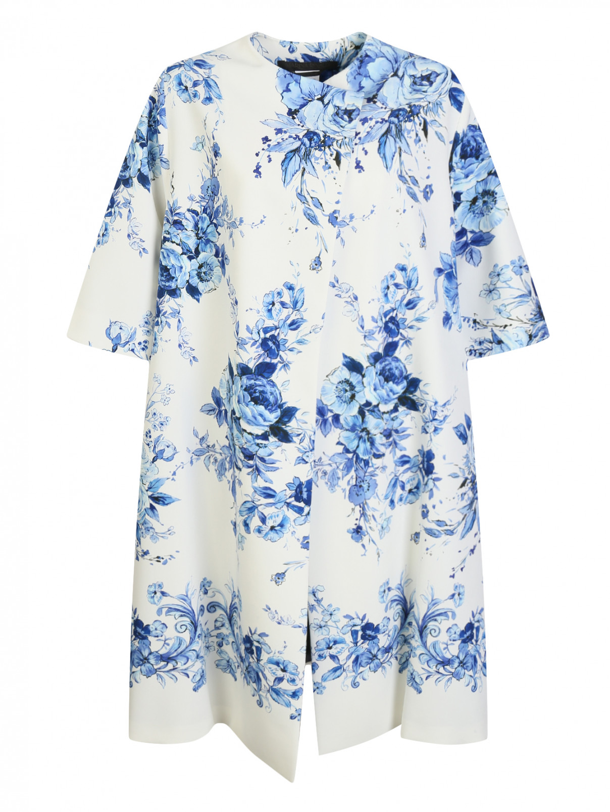 Легкое пальто с цветочным узором Marina Rinaldi  –  Общий вид  – Цвет:  Белый