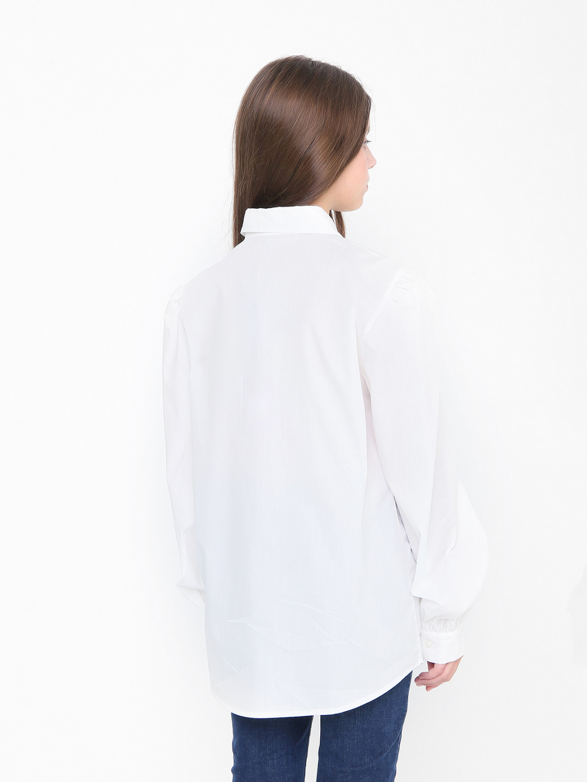 Блуза из хлопка с аппликацией Elie Saab  –  МодельВерхНиз1  – Цвет:  Белый
