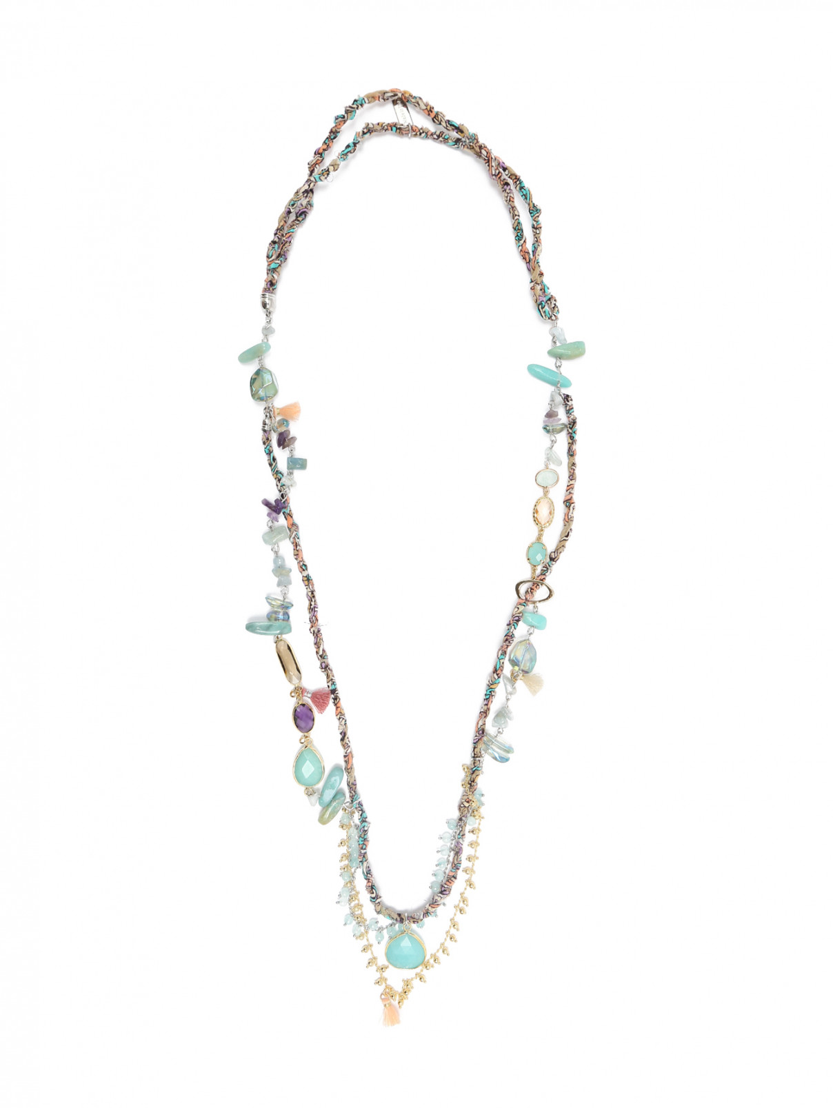Ожерелье из шелка декорированное камнями Etro  –  Общий вид  – Цвет:  Синий