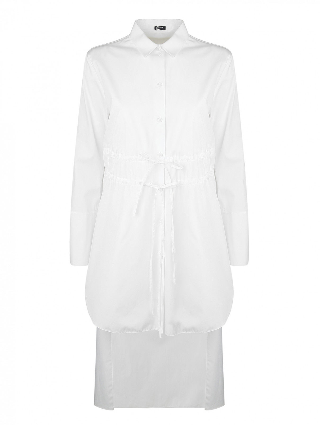 Блуза из хлопка с разрезами и кулиской Jil Sander Navy  –  Общий вид  – Цвет:  Белый