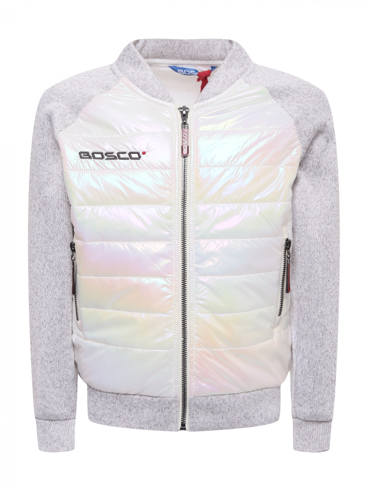 Куртка трикотажная со стеганой вставкой BOSCO  –  Общий вид  – Цвет:  Белый
