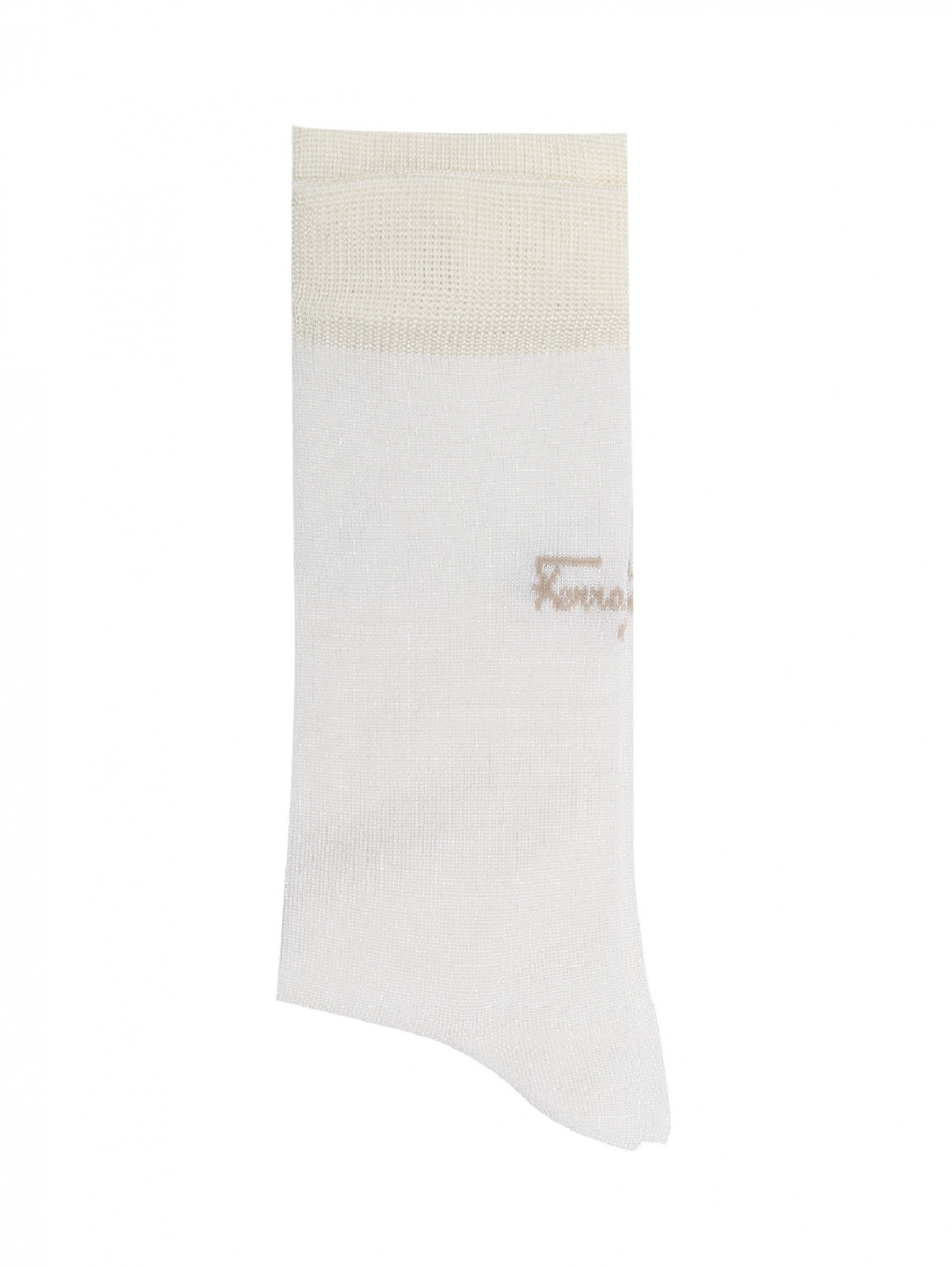 Носки шелковые с логотипом Salvatore Ferragamo  –  Общий вид  – Цвет:  Белый