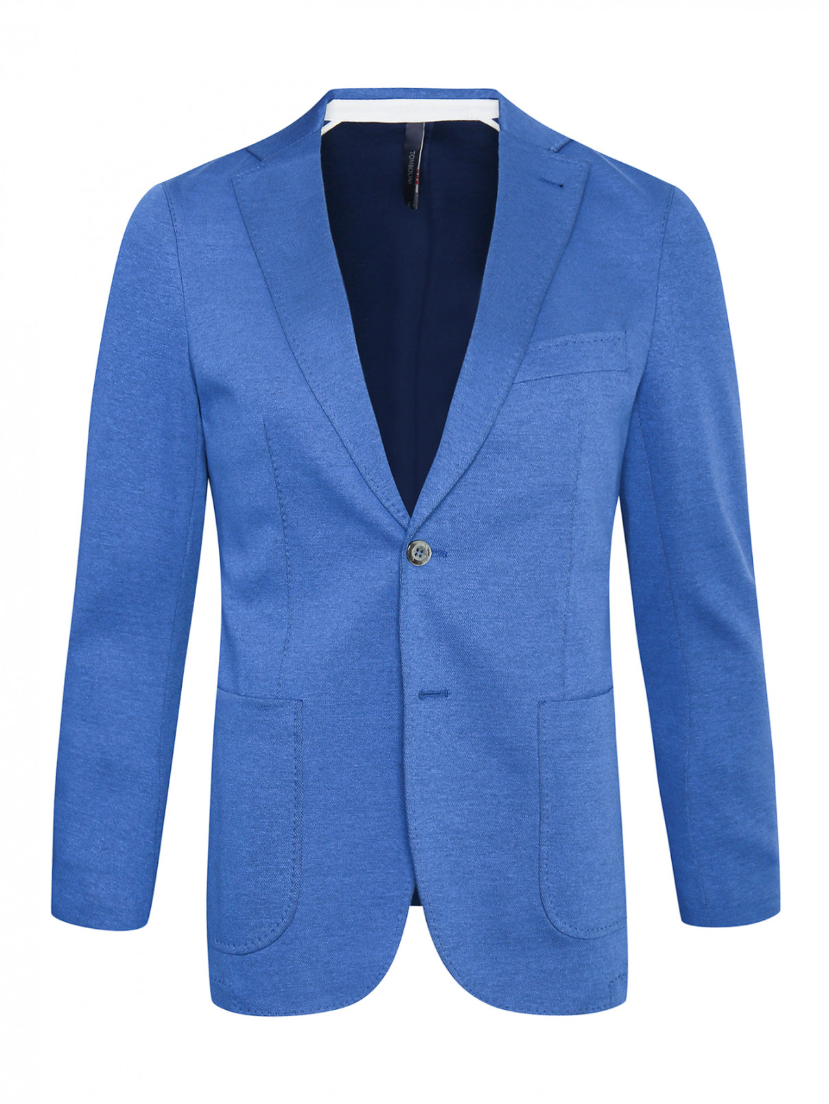 Пиджак из хлопка с накладными карманами Tombolini  –  Общий вид  – Цвет:  Синий