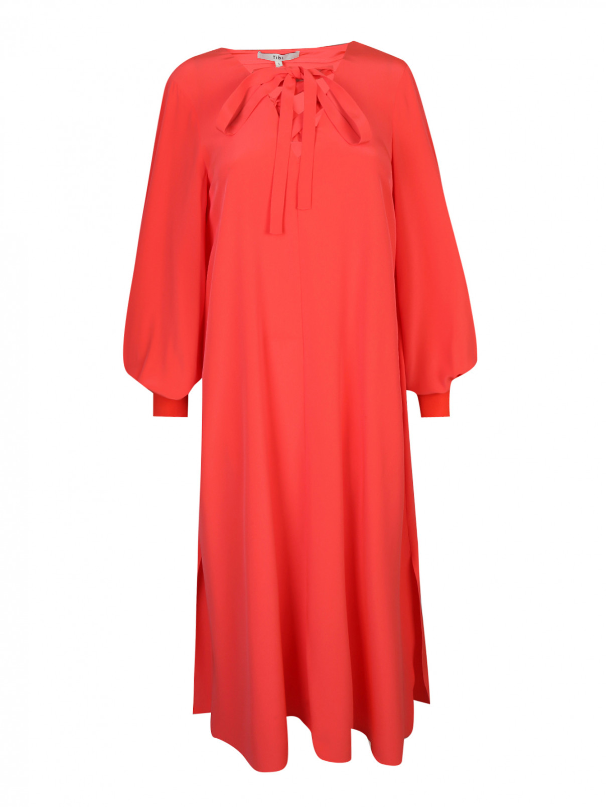 Платье-миди из шелка свободного кроя TIBI  –  Общий вид  – Цвет:  Красный