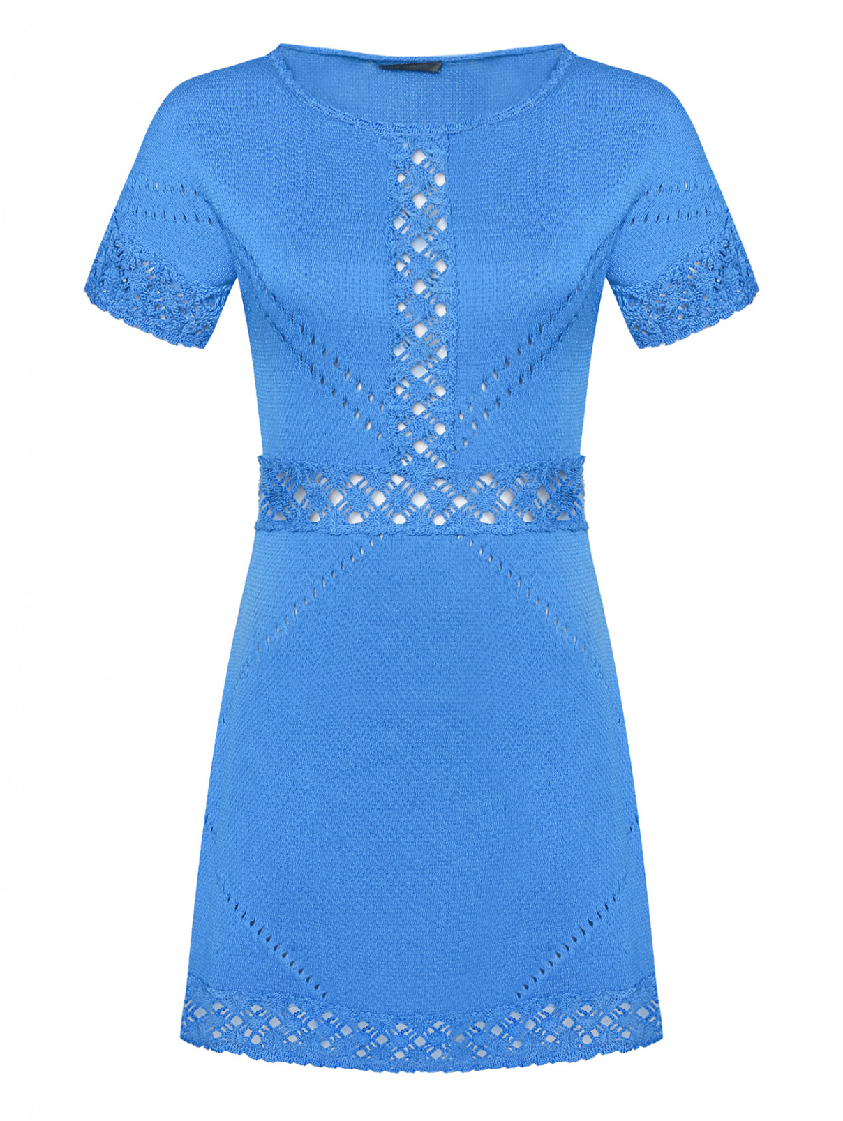 Платье из хлопка фактурной вязки Alberta Ferretti  –  Общий вид  – Цвет:  Синий