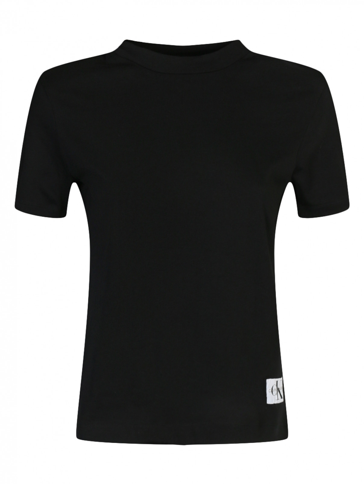 Базовая футболка из хлопка Calvin Klein  –  Общий вид  – Цвет:  Черный