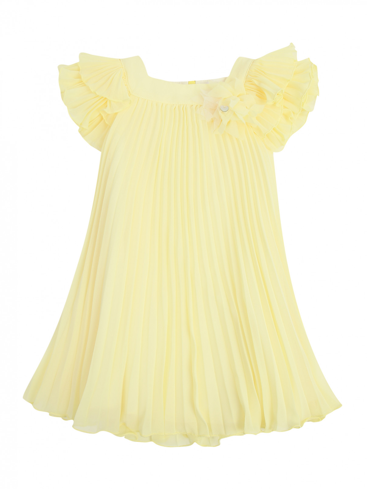 Платье из плиссированной ткани Nanan  –  Общий вид  – Цвет:  Желтый