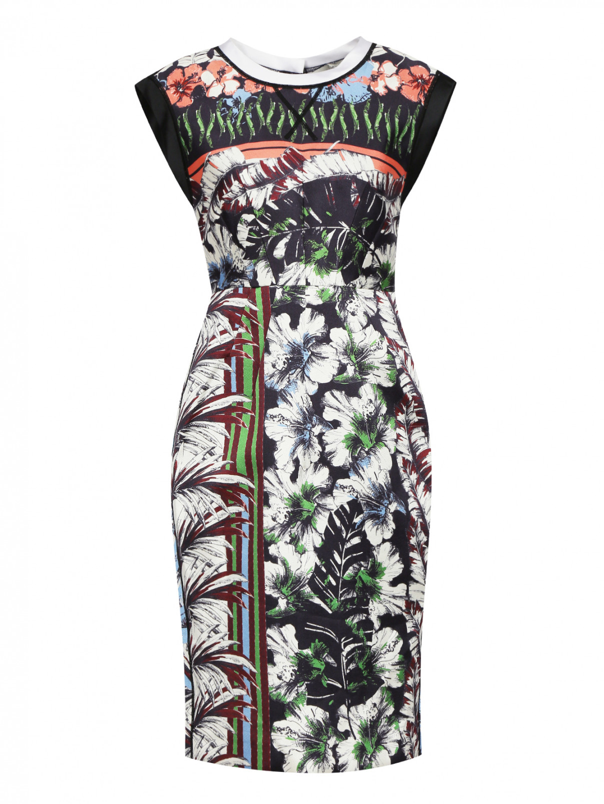 Платье-миди из смешанного шелка с цветочным узором Aquilano Rimondi  –  Общий вид  – Цвет:  Черный
