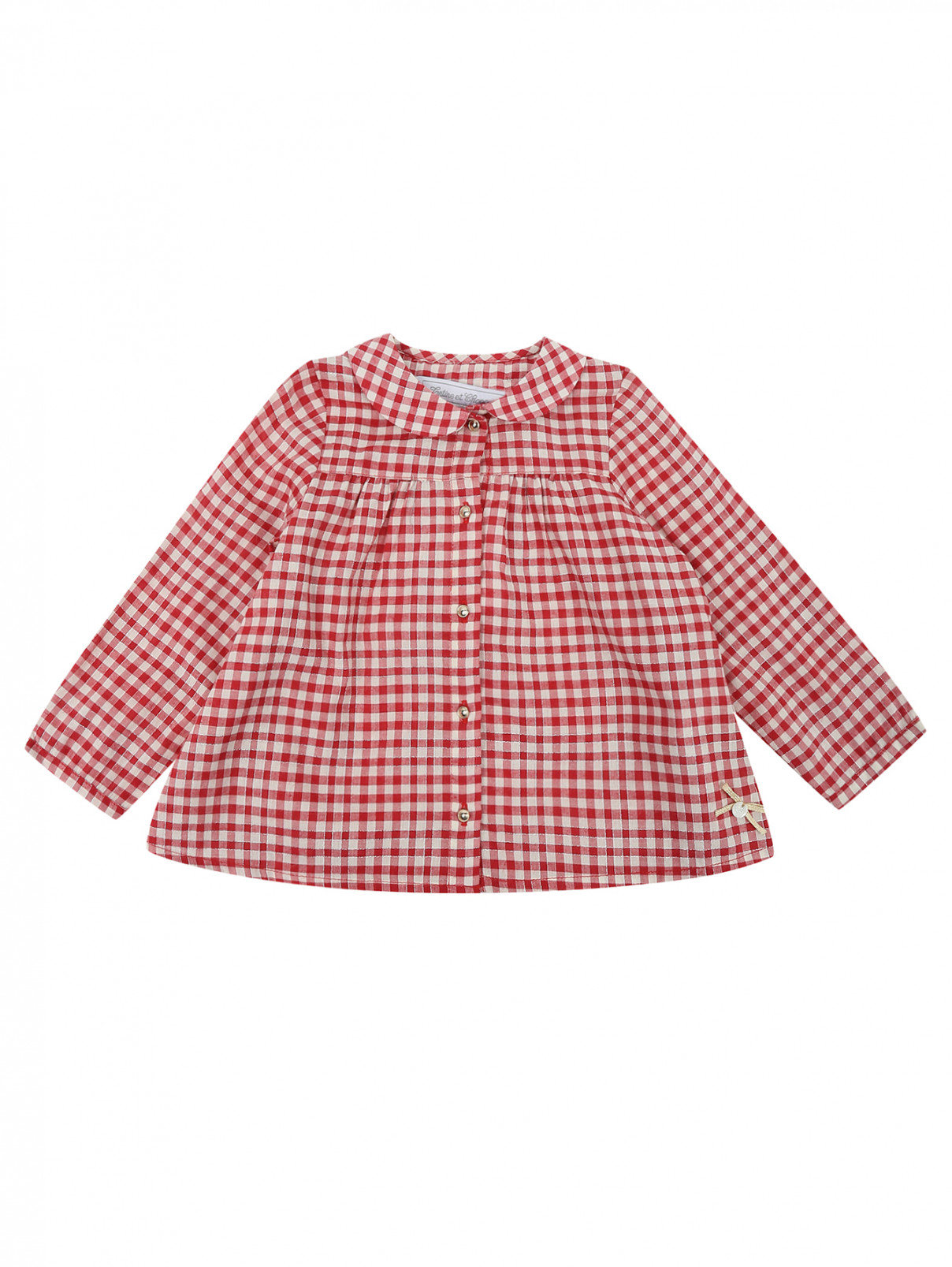 Блуза хлопковая в клетку Tartine Et Chocolat  –  Общий вид  – Цвет:  Красный