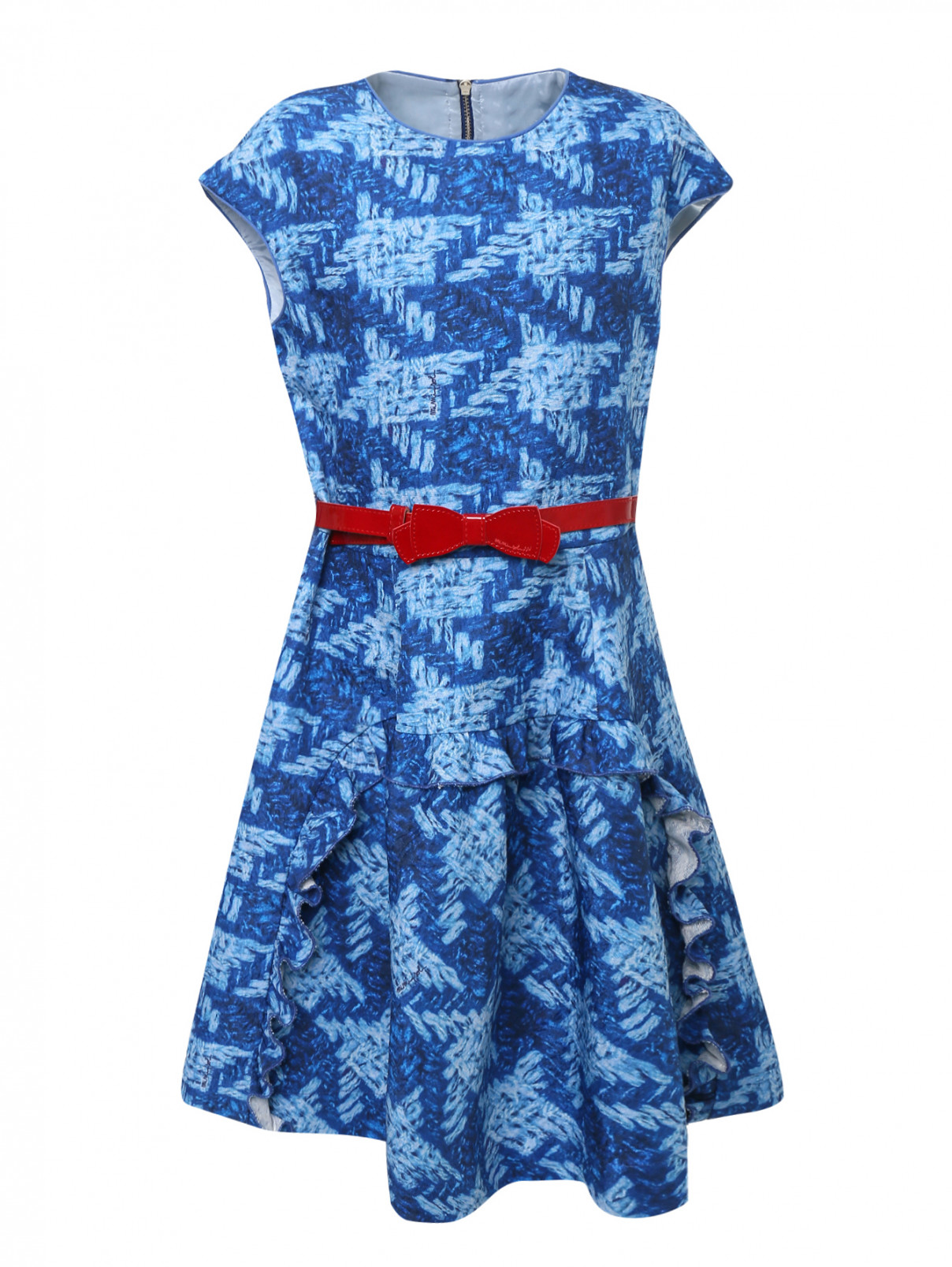 Платье с узором в комплекте с ремешком MiMiSol  –  Общий вид  – Цвет:  Синий