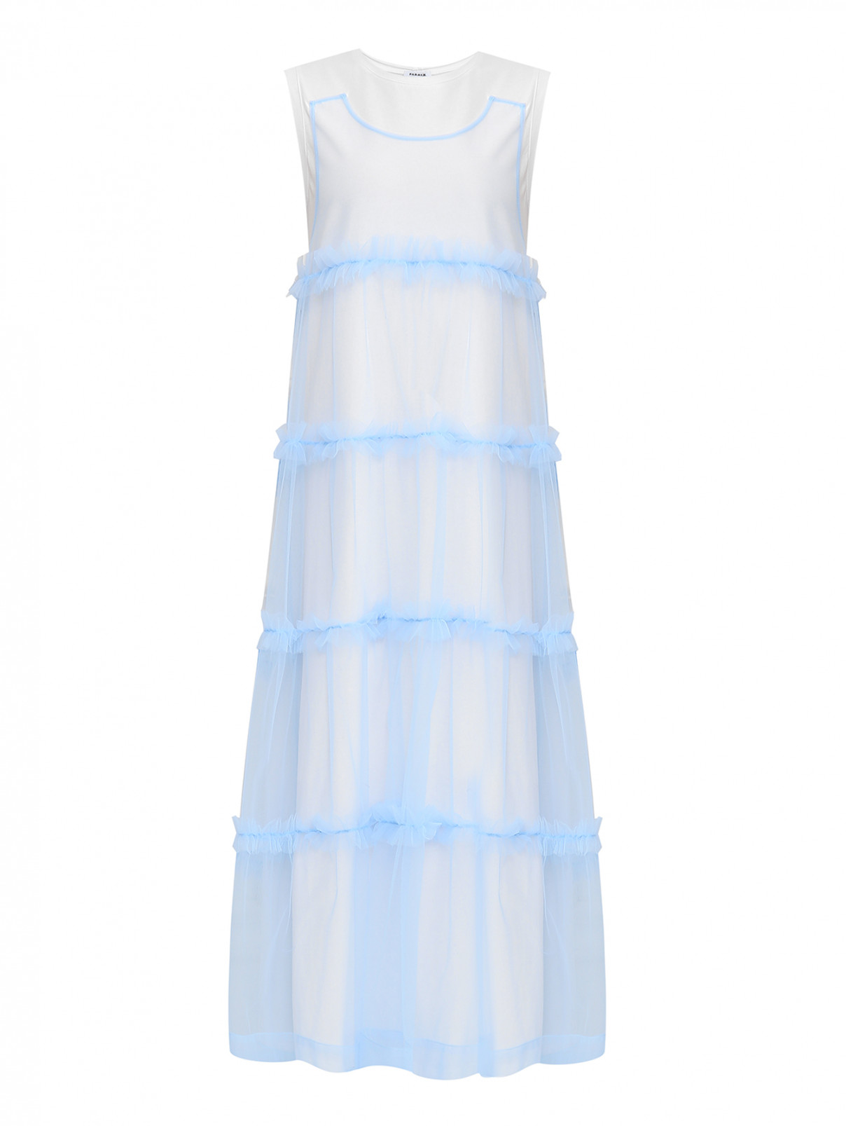 Платье из трикотажа с сеткой P.A.R.O.S.H.  –  Общий вид  – Цвет:  Белый