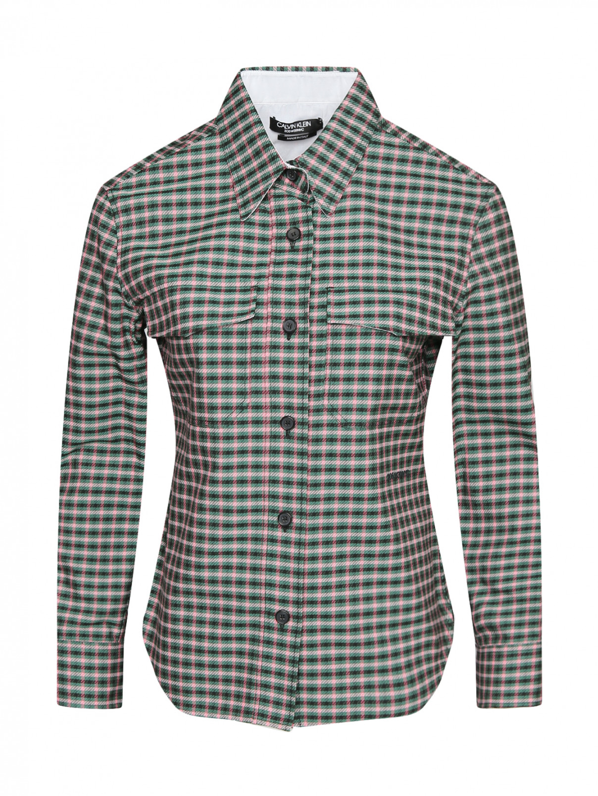 Рубашка с узором клетка Calvin Klein 205W39NYC  –  Общий вид  – Цвет:  Узор