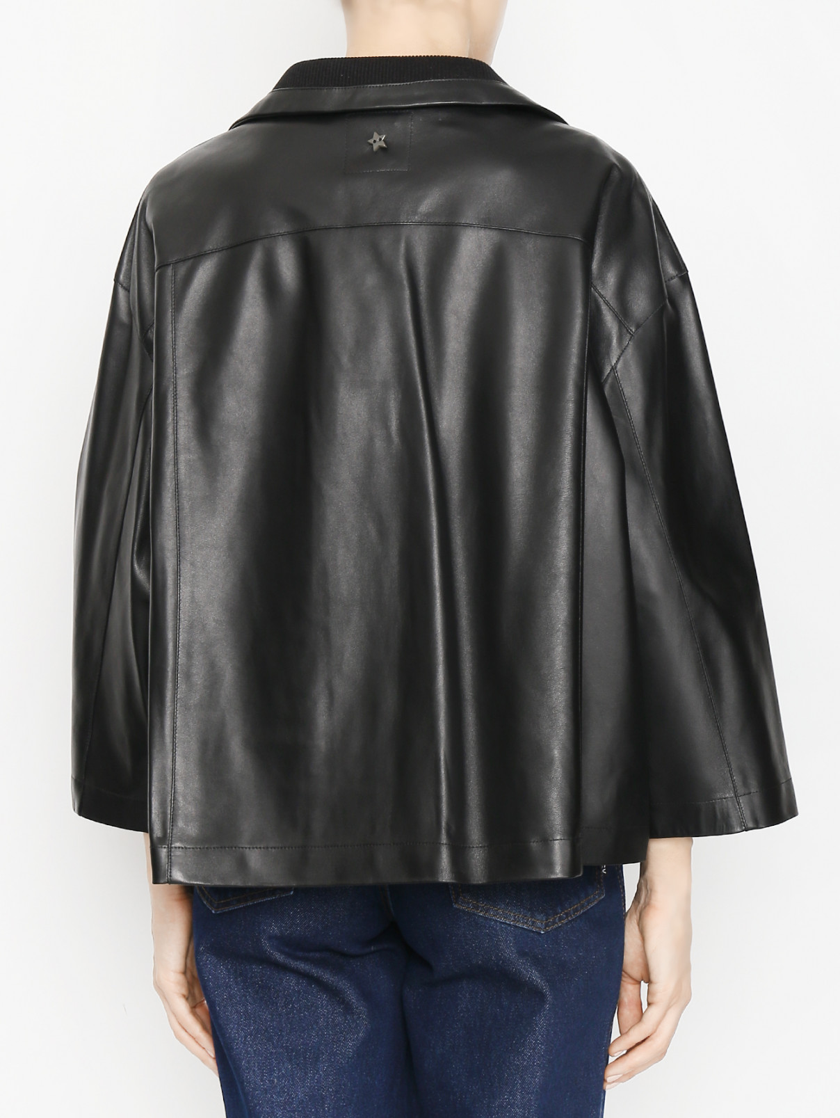 Куртка из гладкой кожи Lorena Antoniazzi  –  МодельВерхНиз1  – Цвет:  Черный