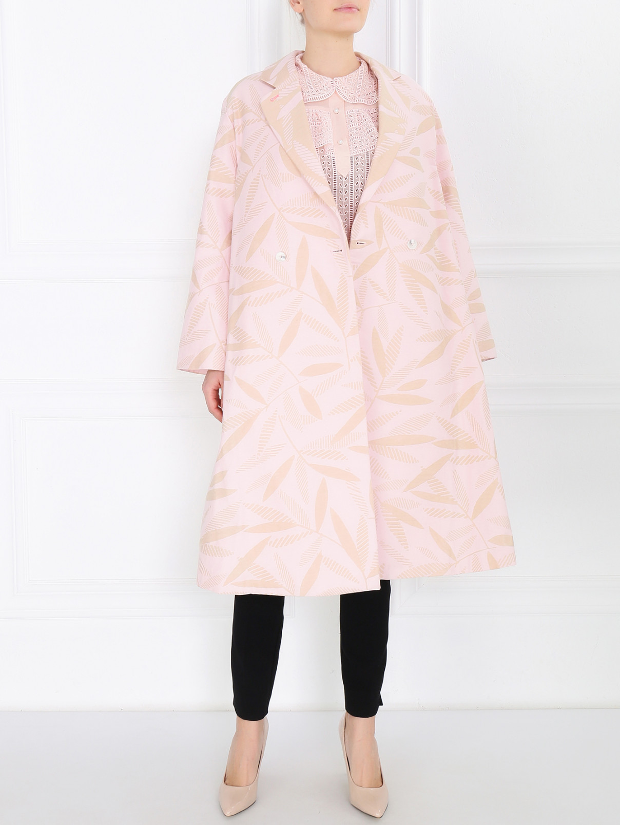Двубортное пальто из смесового хлопка с узором Paul Smith  –  Модель Общий вид  – Цвет:  Узор