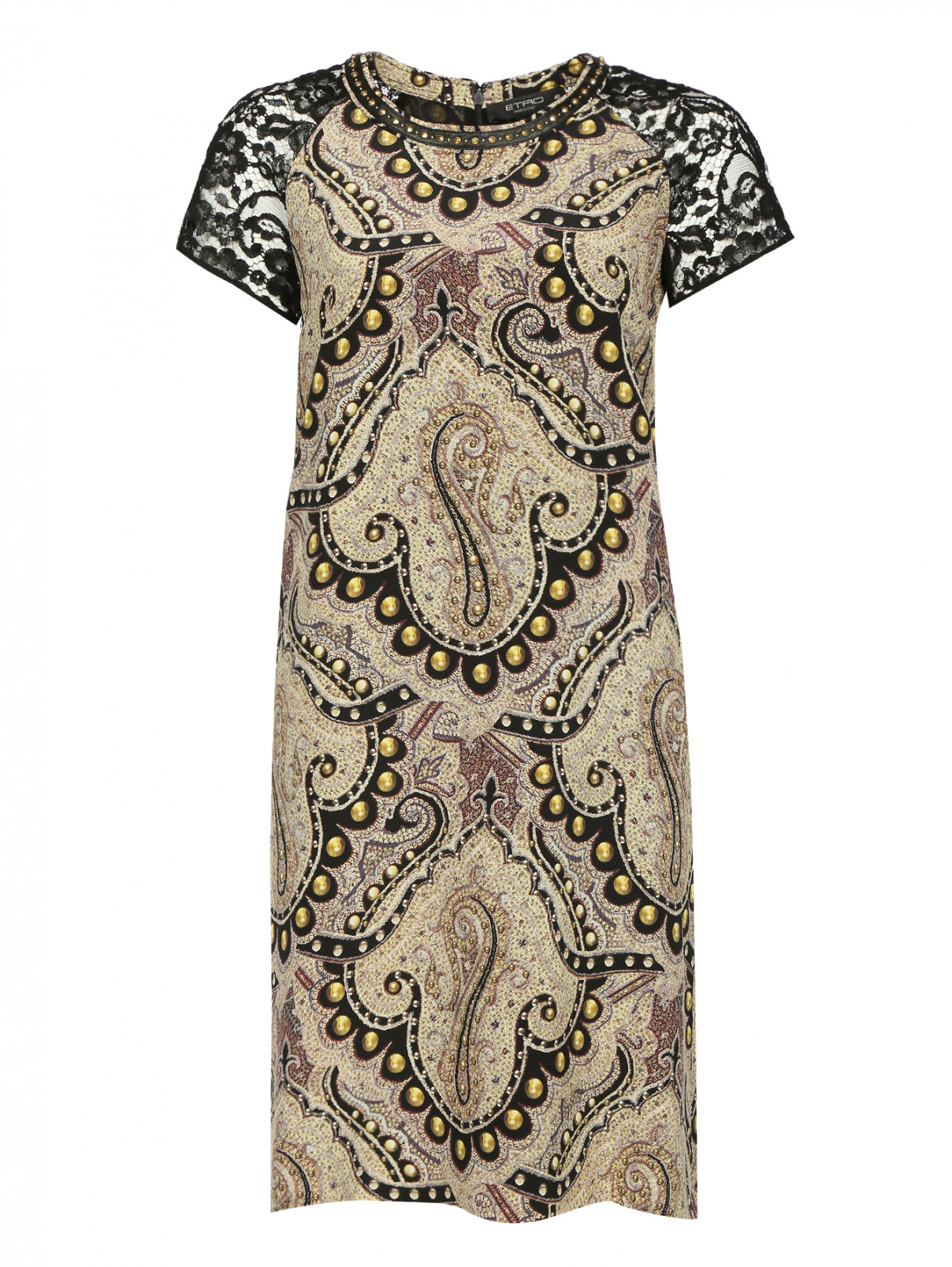 Платье из шелка с узором и кружевными вставками Etro  –  Общий вид  – Цвет:  Узор