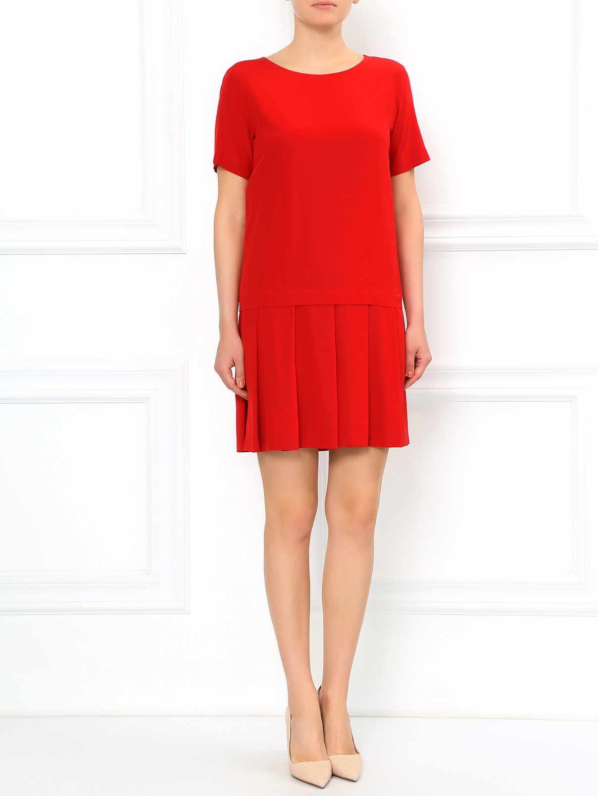 Платье из шелка свободного кроя Moschino  –  Модель Общий вид  – Цвет:  Красный