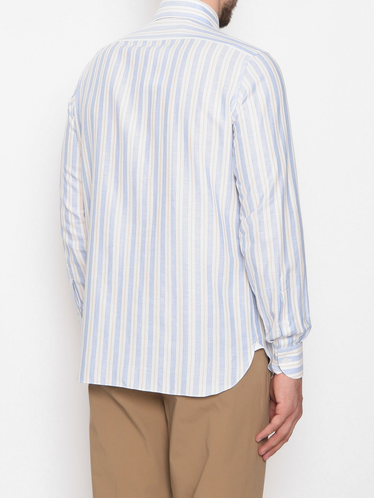 Рубашка из хлопка с узором полоска Giampaolo  –  МодельВерхНиз1  – Цвет:  Синий