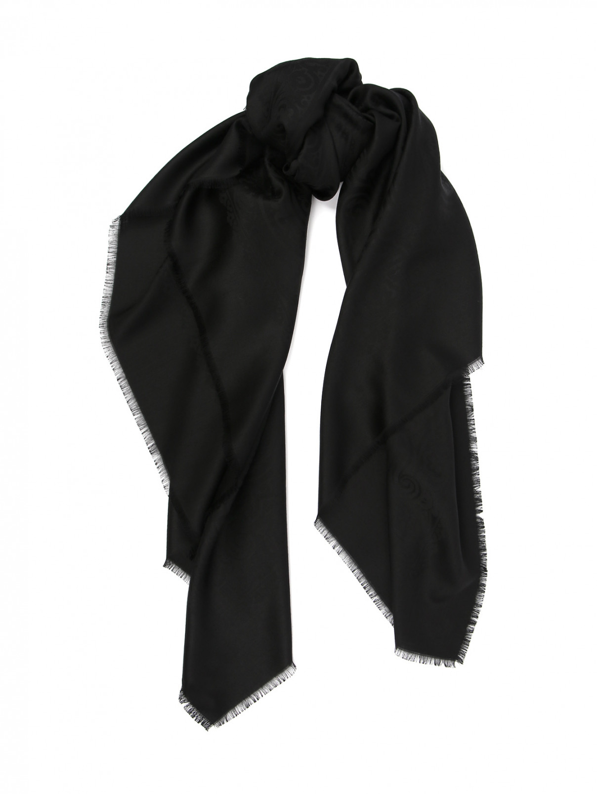 Платок из шерсти и шелка с узором Emilio Conte  –  Общий вид  – Цвет:  Черный