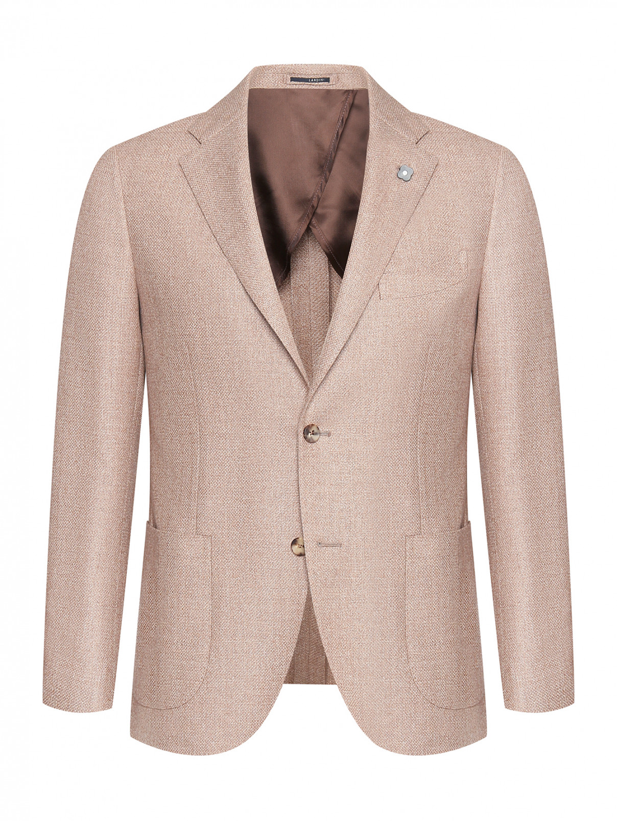 Пиджак из шерсти с узором LARDINI  –  Общий вид  – Цвет:  Бежевый
