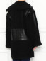 Пальто из шерсти и шелка с кожаными вставками Barbara Bui  –  МодельВерхНиз1
