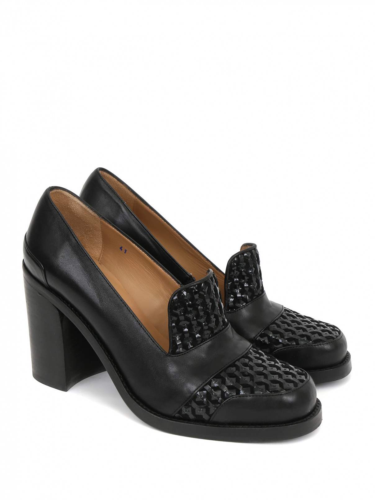 Туфли из кожи на устойчивом каблуке Stephane Kelian  –  Общий вид  – Цвет:  Черный