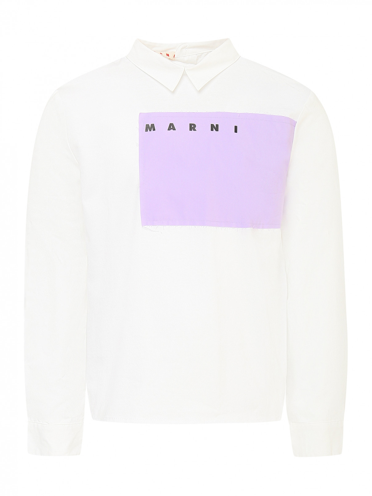 Блуза из хлопка с аппликацией Marni  –  Общий вид  – Цвет:  Белый