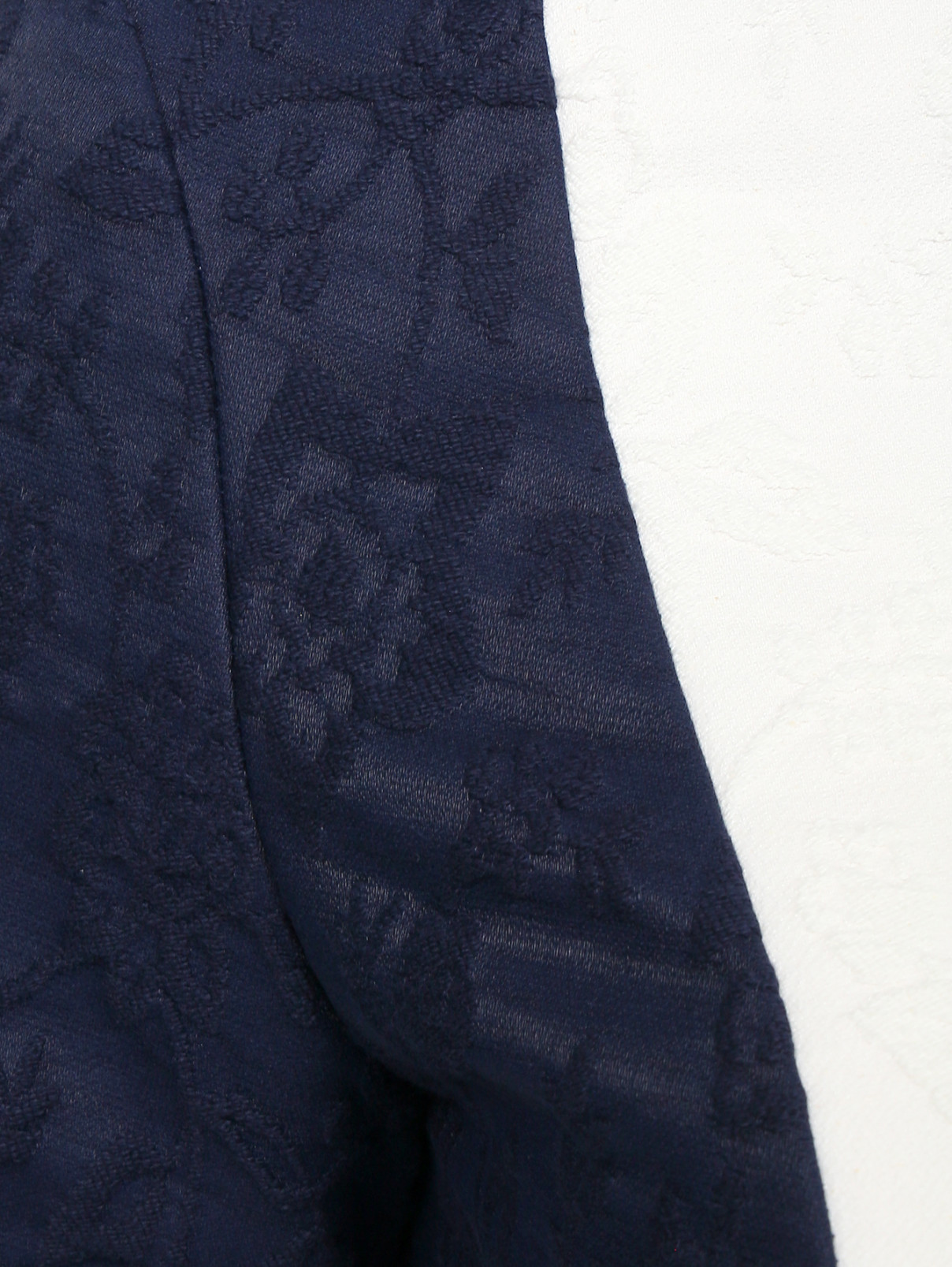 Платье из хлопка с короткими рукавами и контрастной встакой Vilshenko  –  Деталь1  – Цвет:  Синий