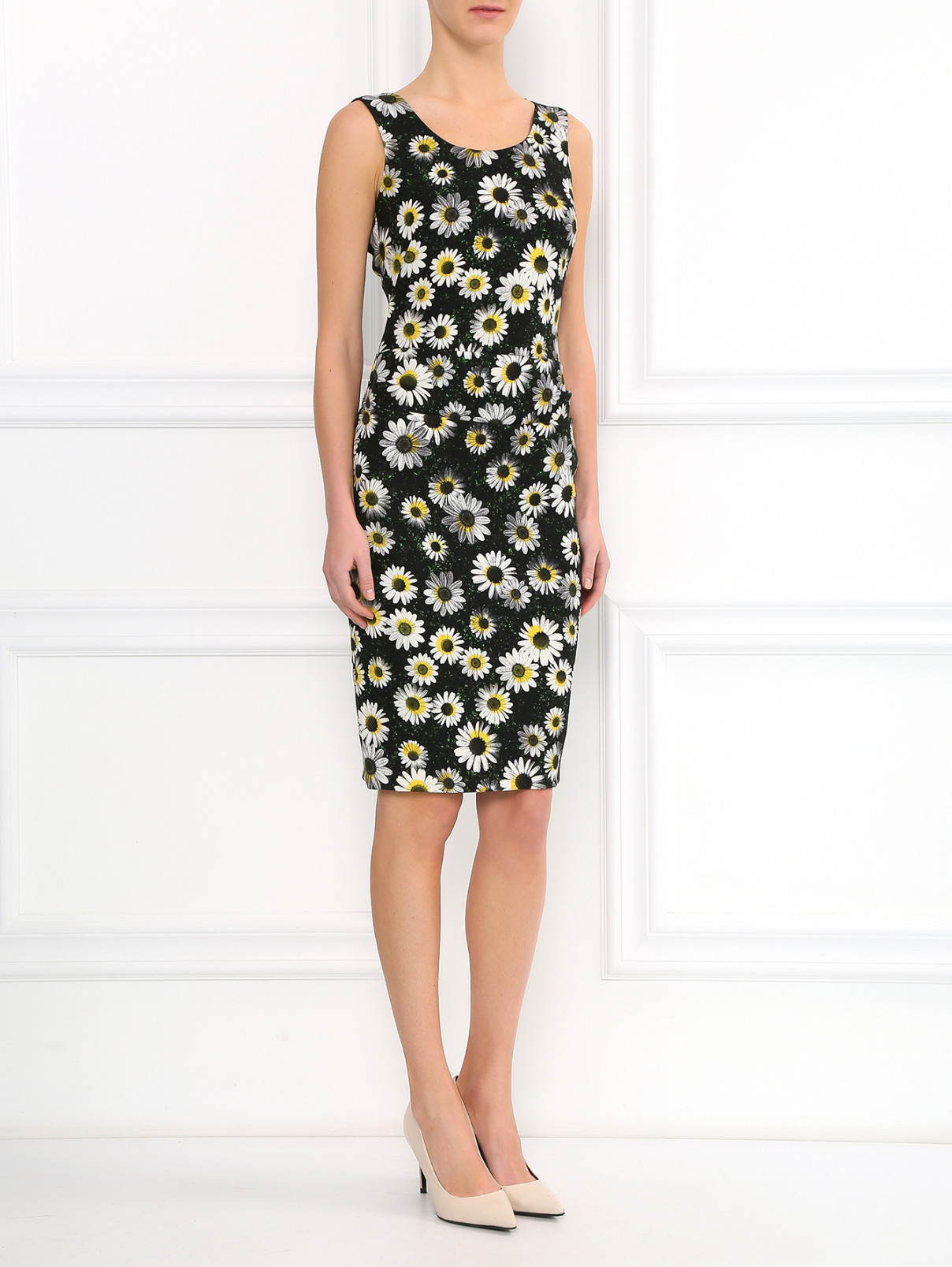 Платье-футляр с цветочным узором Moschino Cheap&Chic  –  Модель Общий вид  – Цвет:  Черный