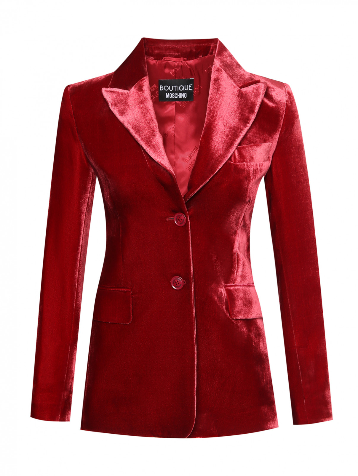Однобортный жакет из вискозы и шелка Moschino Boutique  –  Общий вид  – Цвет:  Красный
