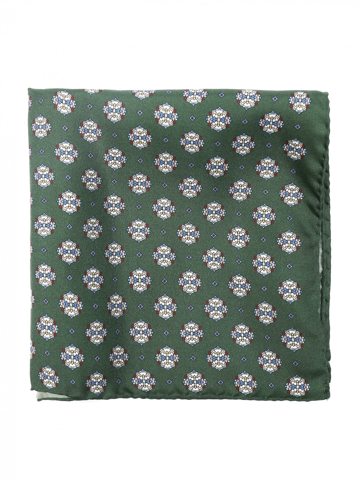 Платок карманный из шелка с узором Eton  –  Общий вид  – Цвет:  Зеленый