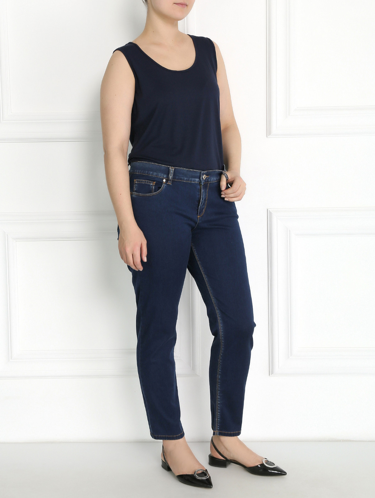 Укороченные джинсы Marina Sport  –  Модель Общий вид  – Цвет:  Синий