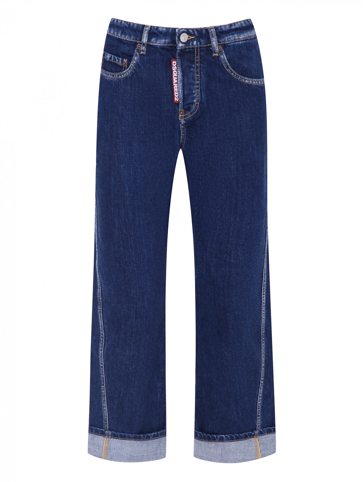 Укороченные джинсы с подворотами Dsquared2  –  Общий вид  – Цвет:  Синий