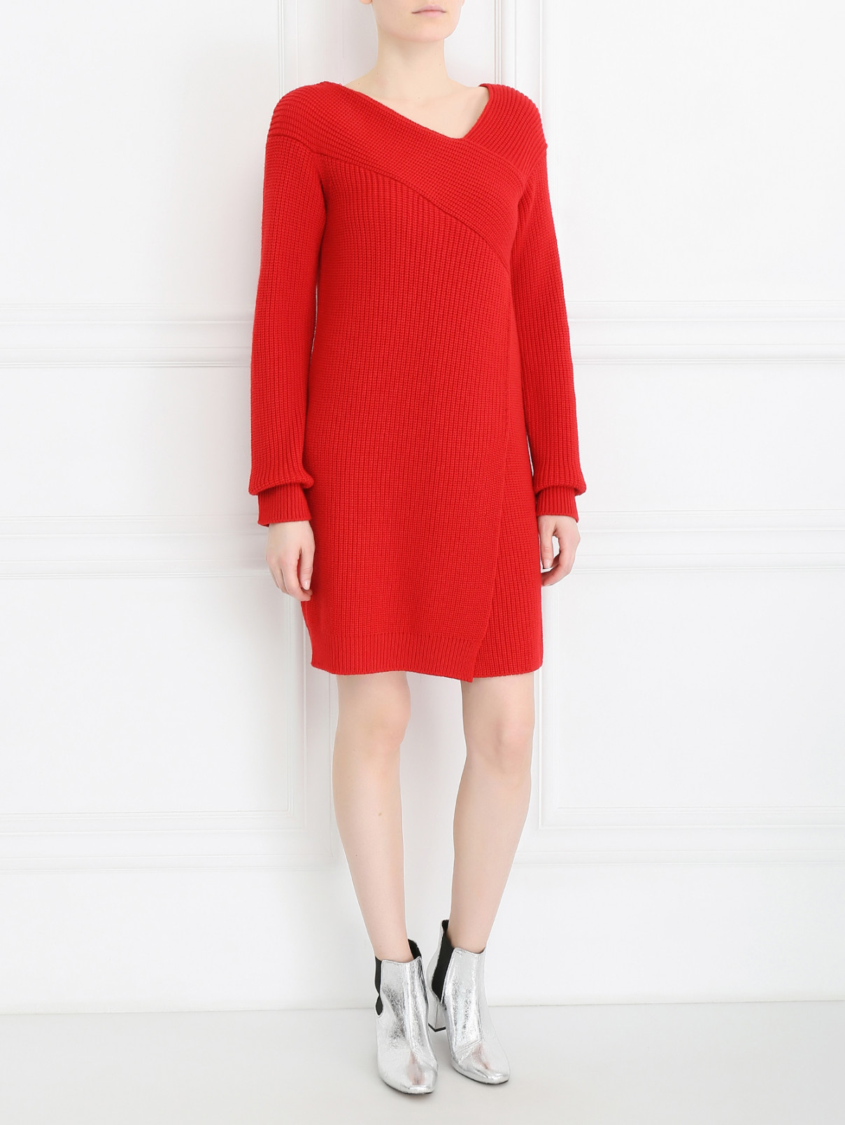 Платье из шерсти MSGM  –  Модель Общий вид  – Цвет:  Красный