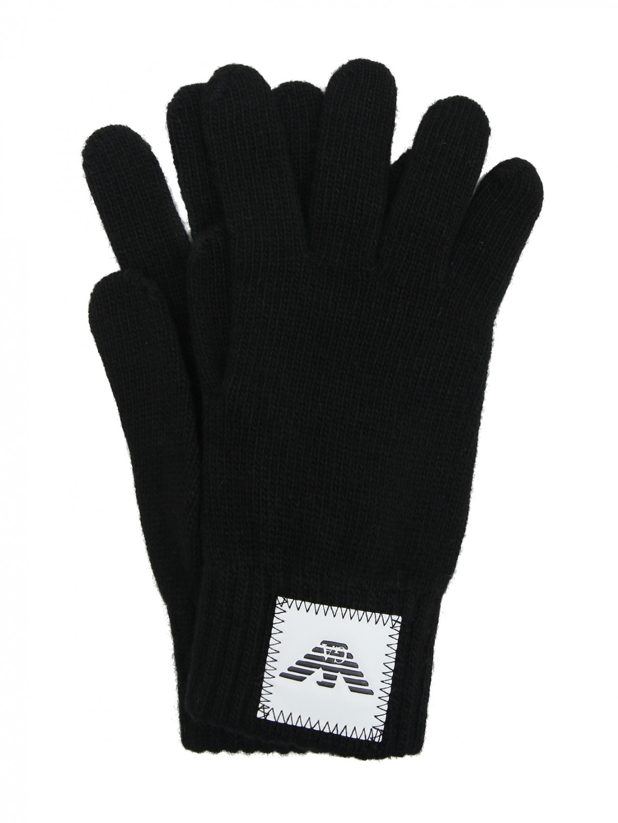 Перчатки с нашивкой Emporio Armani  –  Общий вид  – Цвет:  Черный
